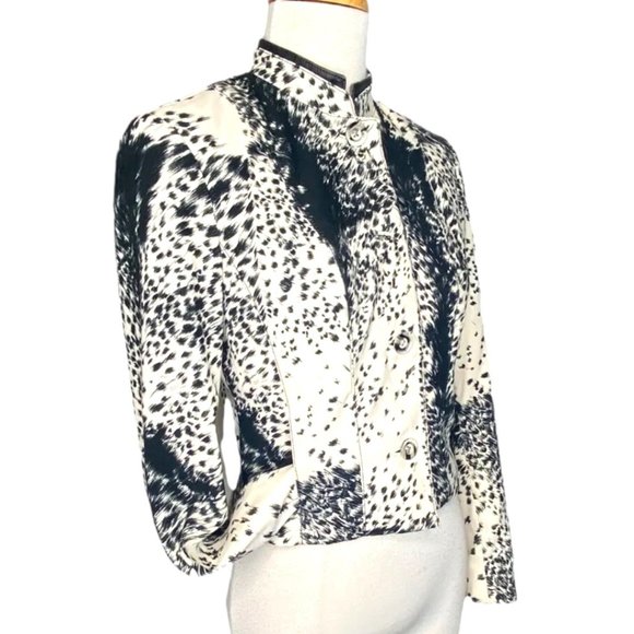 Alberto Makali Moto Jacket with Leather Collar Animal Print Vintage Womens 2 - Picture 3 of 11